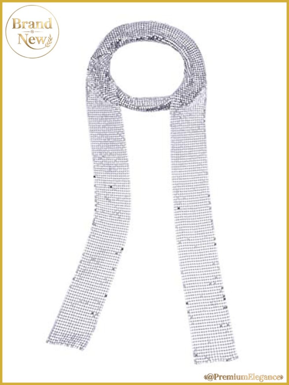 Metal Sequins Neck Tie Scarf Party Evening Long Thin Skinny Shawl